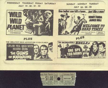 Lenawee Drive-In Theatre - Flyer And Ticket Stub
